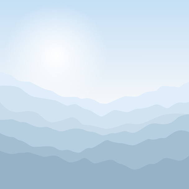 Sziluettjét a hegyek, napkeltekor - Vektor, kép