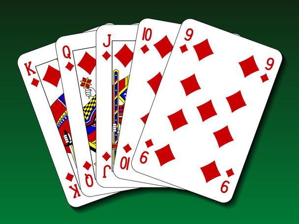 Póker kéz - Straight flush - Vektor, kép