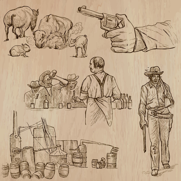 Wild West - Hand drawn vector pack - Vektor, kép