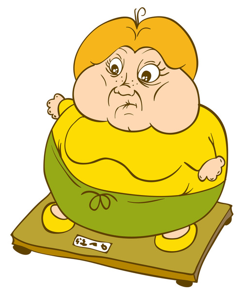 Толстая женщина на весовой шкале
 - Вектор,изображение