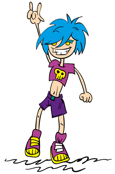 Cute Rock Girl With Blue Hair - Vector, Image
