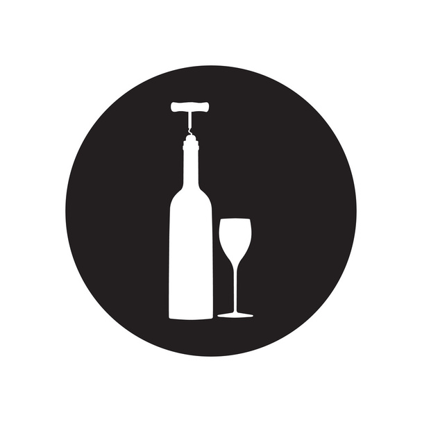 iconos vectoriales blancos y negros relacionados con el vino, incluyendo botella de vino, copa de vino, sacacorchos. Icono plano clásico. Vector
 - Vector, Imagen