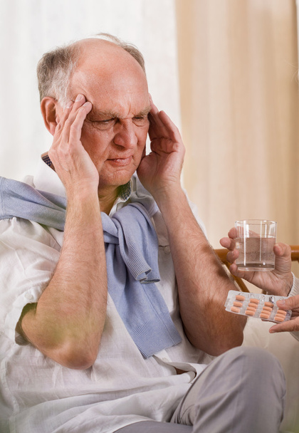 Elder man with headache - Photo, Image