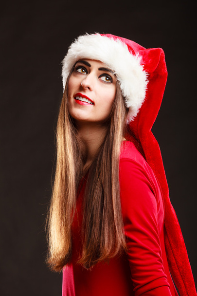mulher usando chapéu de Papai Noel - Foto, Imagem
