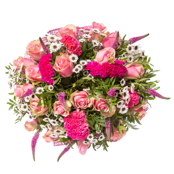Bouquet of flowers top view isolated on white - Foto, Bild
