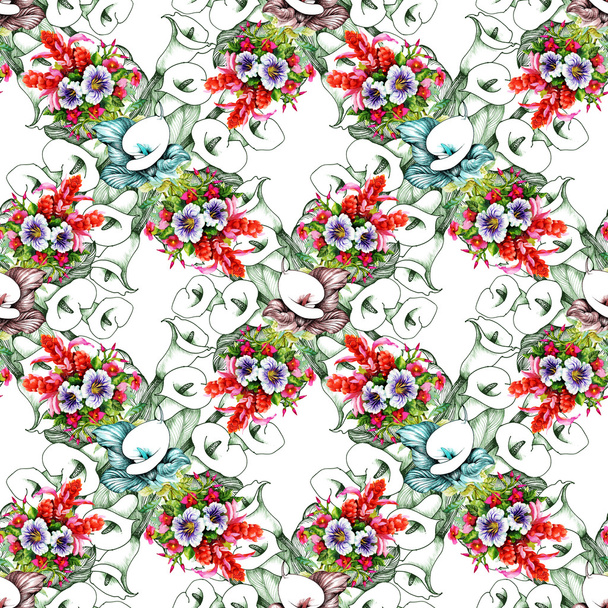 Floral calla seamless pattern - Foto, imagen