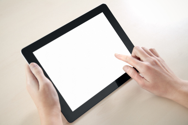 Holding et point sur tablette électronique PC
 - Photo, image