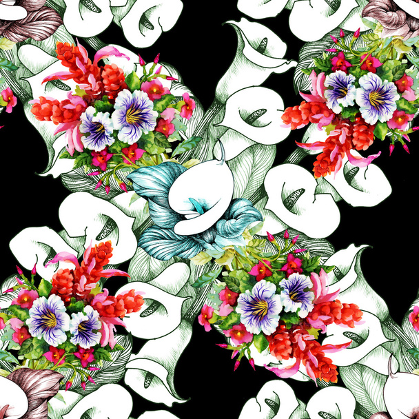 Floral calla seamless pattern - Фото, зображення