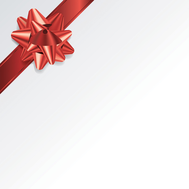 Grey Background with Red Bow and Ribbon - Vector, Image