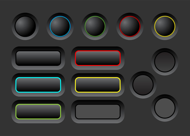Dark ui buttons set - Vector, afbeelding