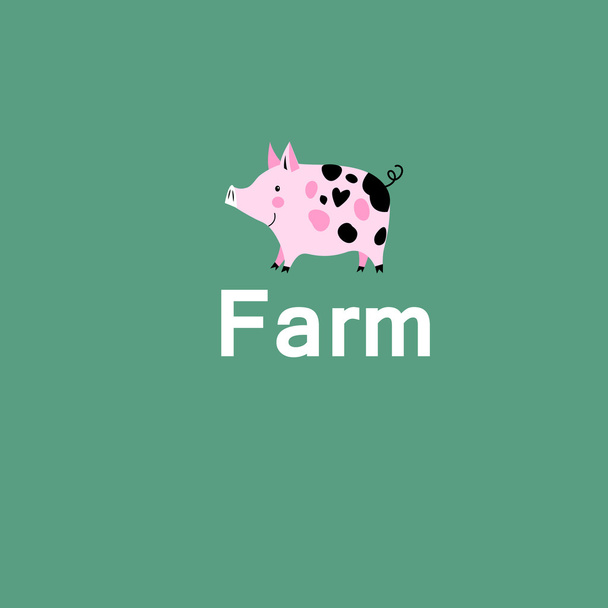 pink pig on a farm - Вектор, зображення