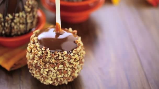 caramel apples decorated for Halloween - Footage, Video