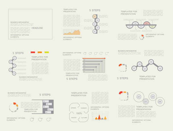Infographics elementen, sjablonen voor presentatie, vector set - Vector, afbeelding
