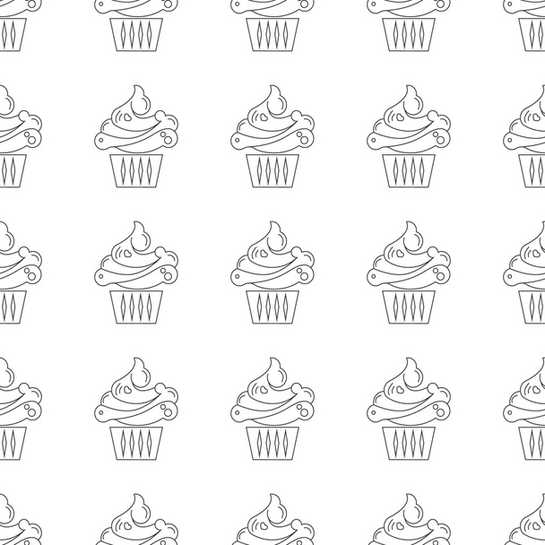Seamless sweet cupcakes pattern - Διάνυσμα, εικόνα