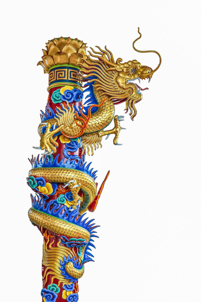Chinese dragon sculpture isolated on white background - Φωτογραφία, εικόνα