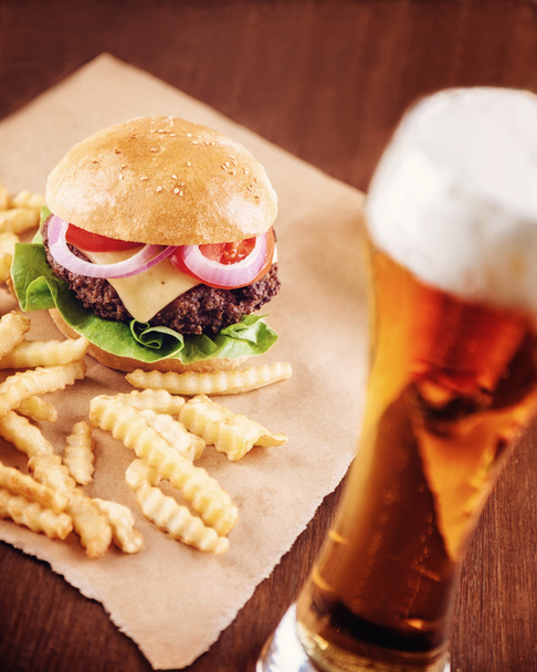 Beer and a Burger - Photo, Image