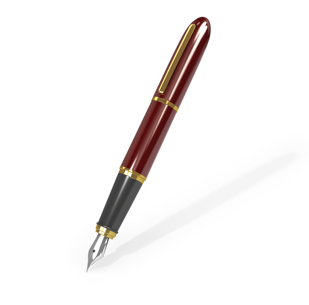 Fountain pen burgundy with gold on a white background. - Foto, immagini
