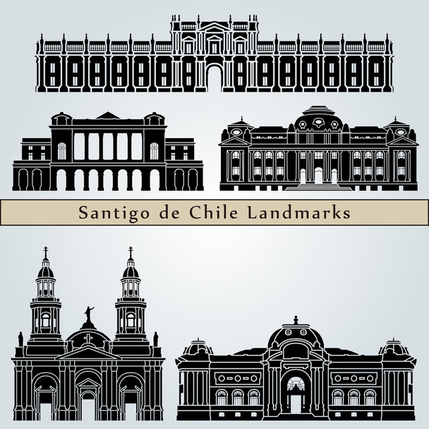 Santiago de Chile 2 tereptárgyak - Vektor, kép