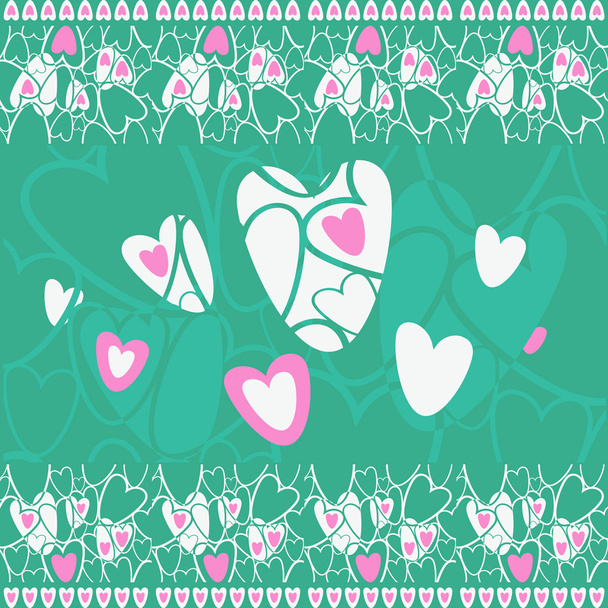Серця на зеленому тлі
 - Вектор, зображення