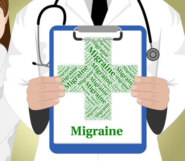 Hasta sağlığı ve ızdırap migren sözcüğü temsil eder - Fotoğraf, Görsel