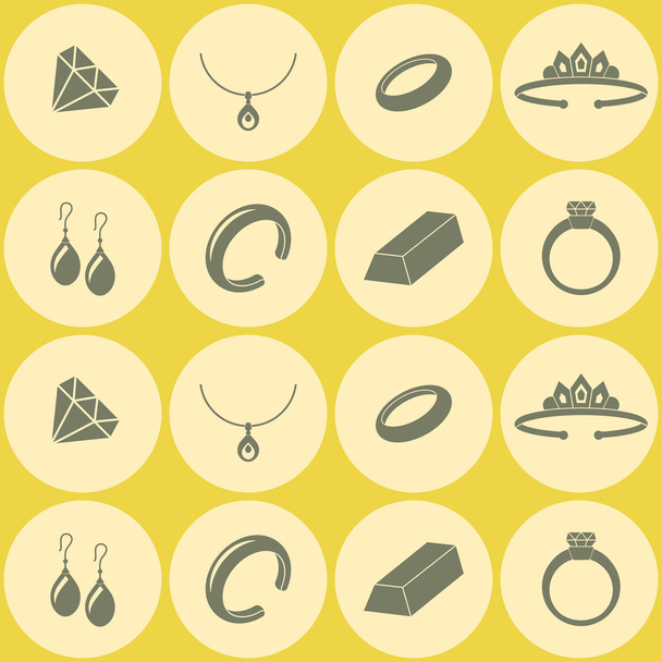 Seamless background with  jewelry icons - Vector, Image