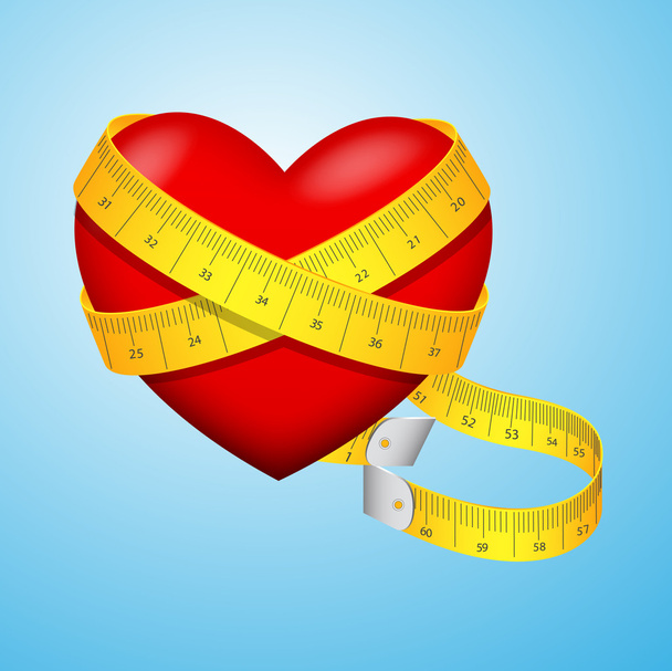 Сердце с измерительной лентой
 - Вектор,изображение