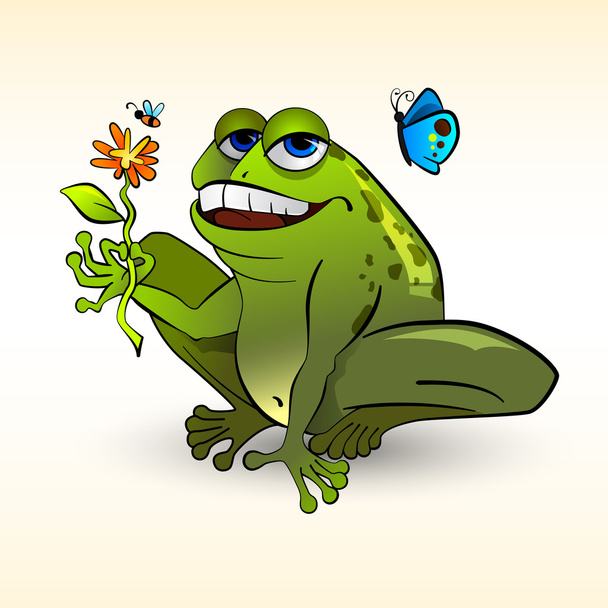 mutlu yeşil kurbağa - Vektör, Görsel