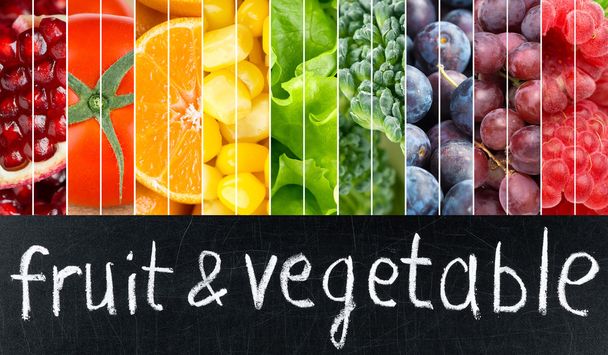 Obst und Gemüse mit frischer Farbe - Foto, Bild