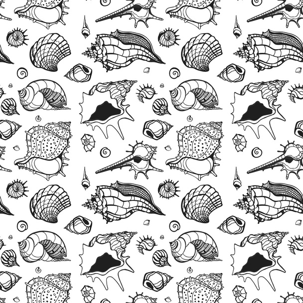 Seamless pattern of Sea shells. - Vector, Image