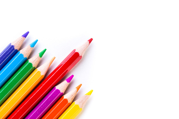 colored pencils isolated on white background - Φωτογραφία, εικόνα