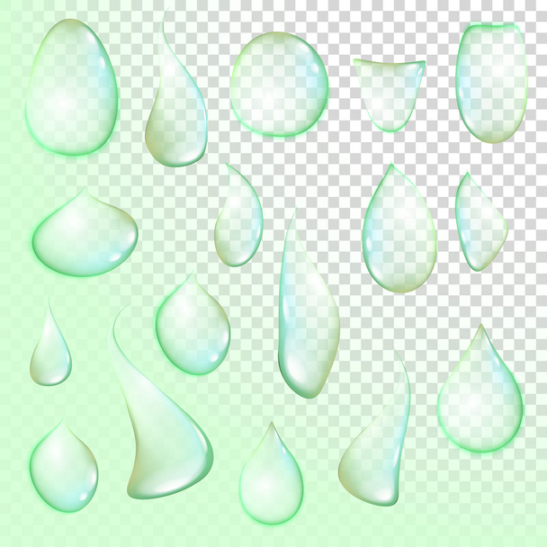 крапля Чиста прозора краплі води реалістичний набір ізольовані Векторні ілюстрації
 - Вектор, зображення