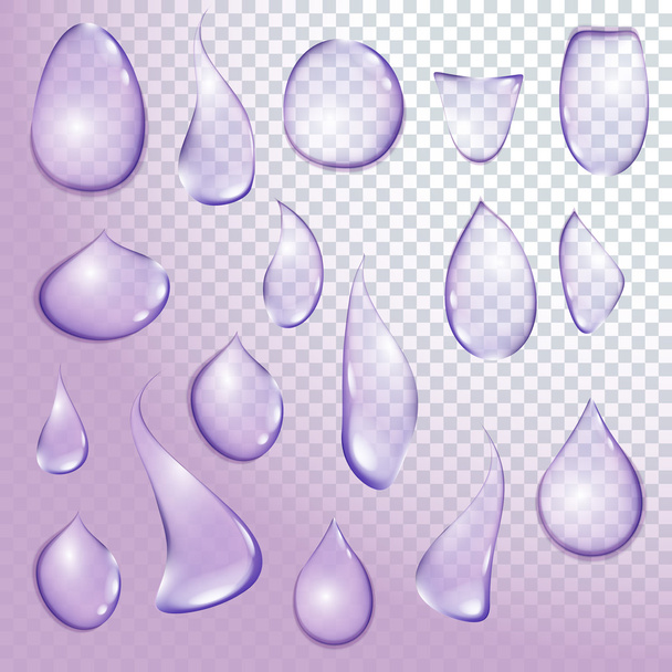 крапля Чиста прозора краплі води реалістичний набір ізольовані Векторні ілюстрації
 - Вектор, зображення