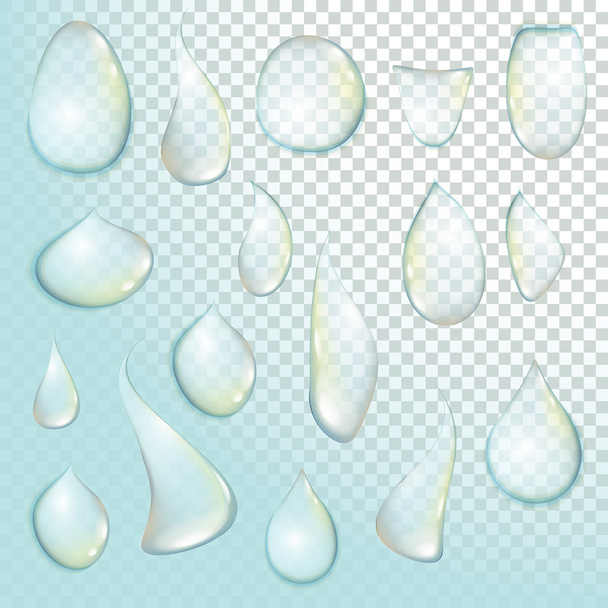 πτώση Pure σαφές σταγόνες νερού ρεαλιστική σετ απομονωμένες διανυσματικά εικονογράφηση - Διάνυσμα, εικόνα