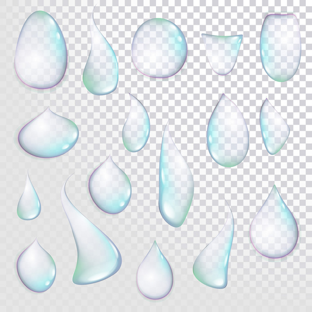 drop Pure duidelijk waterdruppels realistische instellen geïsoleerde vectorillustratie - Vector, afbeelding