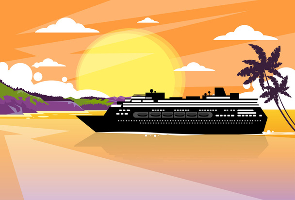 Cruise Ship Liner and Tropical Island - Vector, afbeelding