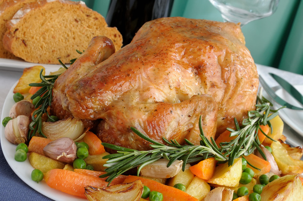 Roasted Chicken with Vegetables - Photo, Image