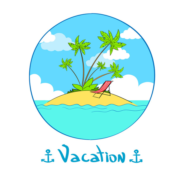 Summer Vacation at Tropical  Island - Vector, Image