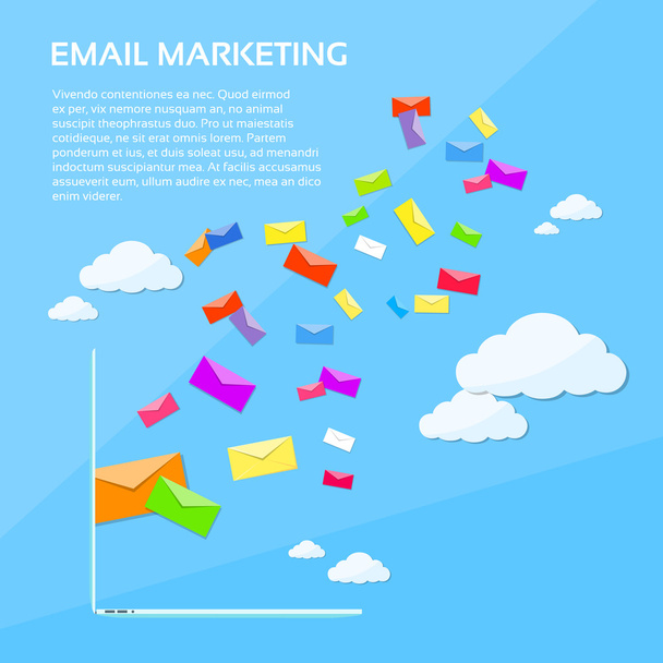 Digital Marketing ,Email from Laptop - Vector, afbeelding