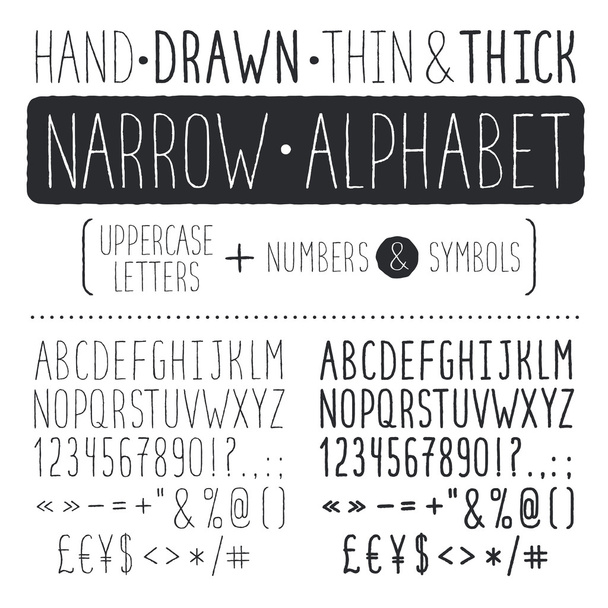 narrow alphabet - Διάνυσμα, εικόνα