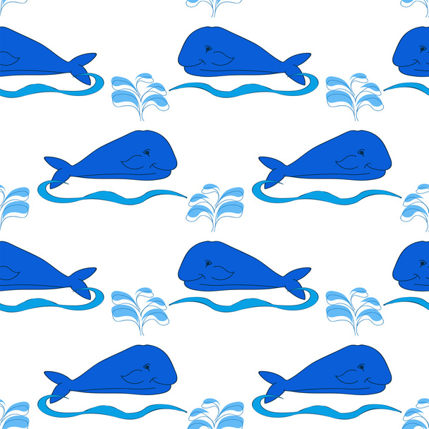 Whales Seamless Pattern - Vector, Image