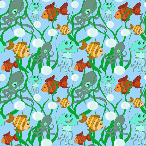 Мультфильм "Рыба и медуза с соусом"
 - Вектор,изображение