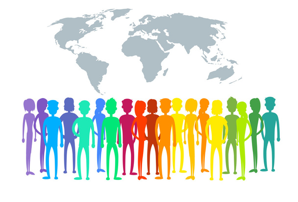 Grupo de personas, siluetas coloridas
 - Vector, Imagen