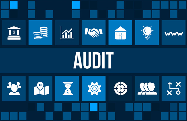 Image de concept d'audit avec icônes d'entreprise et espace de copie
. - Photo, image