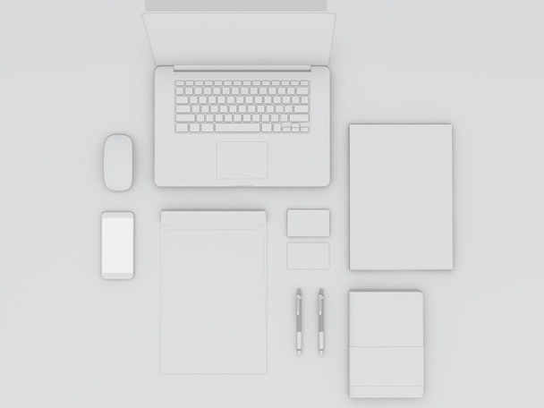 Mockup business template. Set of elements on the white table. - Valokuva, kuva