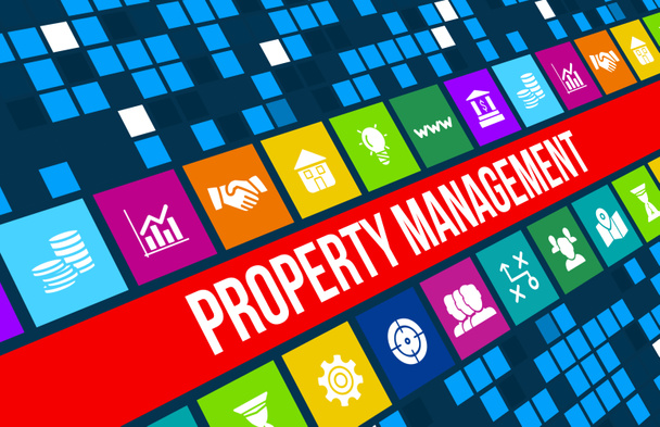 Property Management Konzeptbild mit Geschäftssymbolen und Copyspace. - Foto, Bild