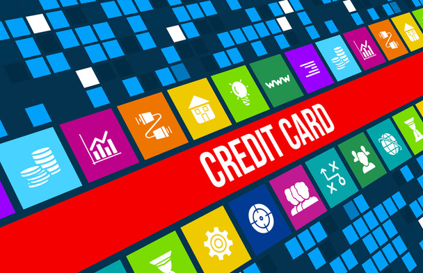 Imagen de concepto de tarjeta de crédito con iconos de negocios y copyspace
. - Foto, imagen