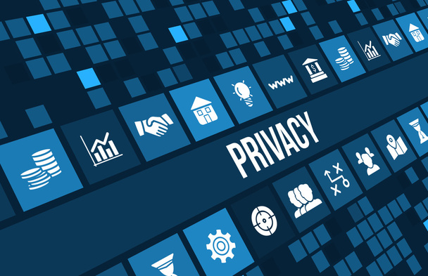 Privacy concept image with business icons and copyspace. - Photo, Image