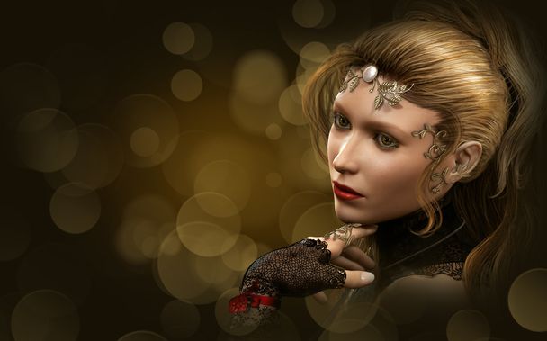 Portrait of a blond Lady, 3d CG - Photo, Image