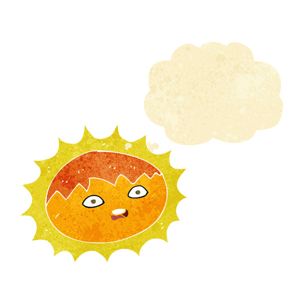 cartoon zon met gedachte zeepbel - Vector, afbeelding