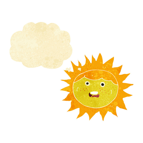 Sonne Cartoon-Figur mit Gedankenblase - Vektor, Bild